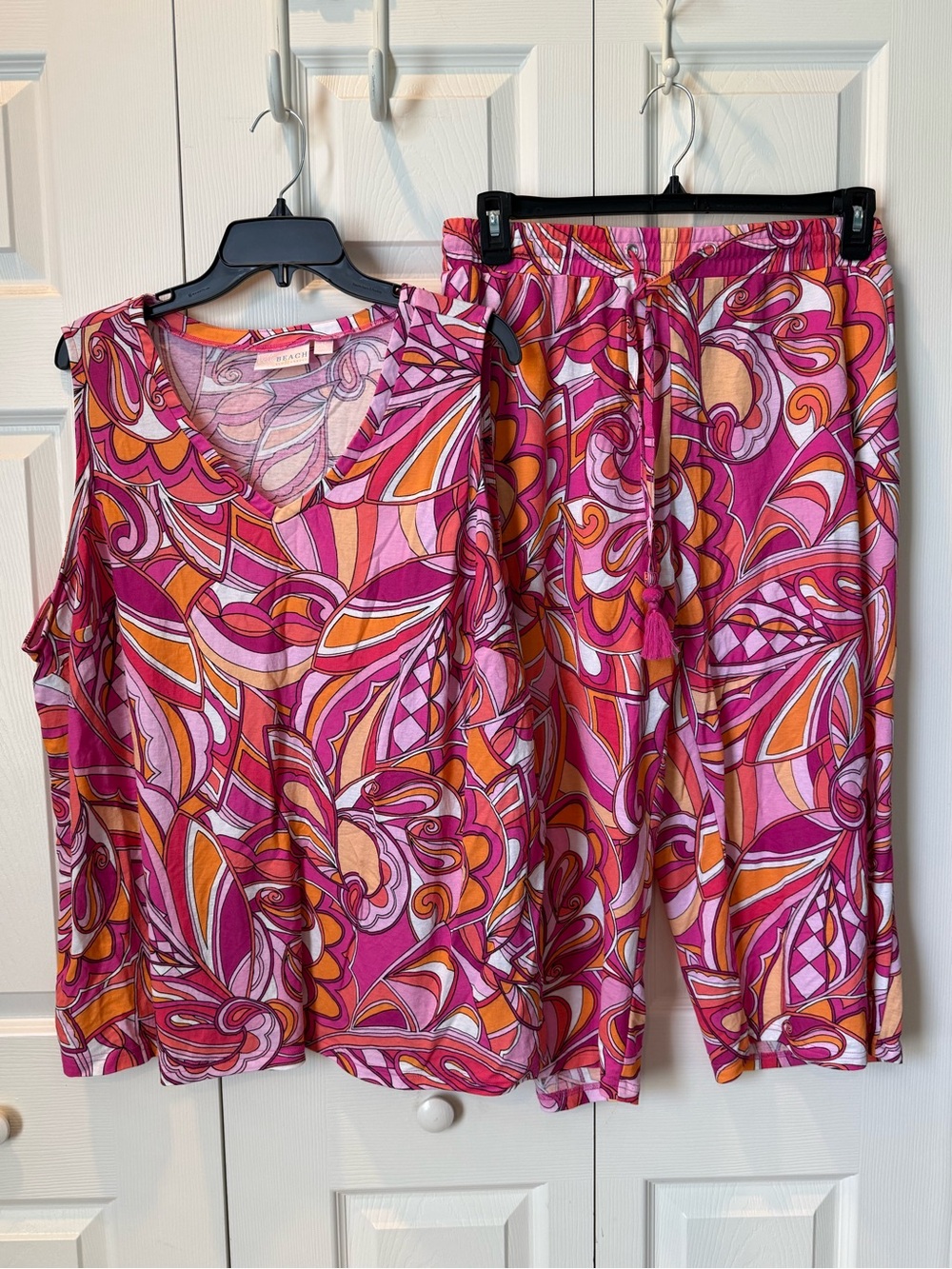 # Belle by Kim Gravel Colorful 70’s Print Two-Piece Matching Set 2X